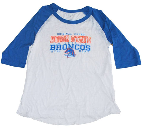 Shop Boise State Broncos Blue 84 Womens White Blue 1/2 Sleeve Translucent T-Shirt (L) - Sporting Up