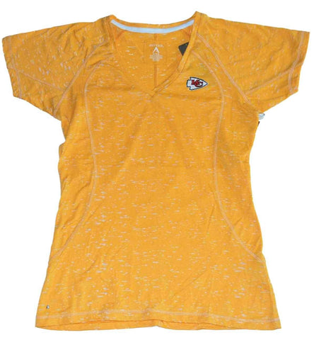 Shop Kansas City Chiefs Antigua Womens Gold Translucent V-Neck T-Shirt (M) - Sporting Up