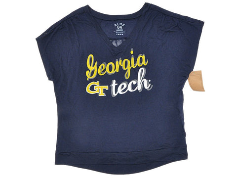 Kaufen Sie Georgia Tech Yellow Jackets Blue 84 Damen Marineblaues, kurzärmliges, transparentes T-Shirt (M) – sportlich