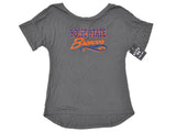 Boise State Broncos Blue 84 Damen Grau Kurzarm-T-Shirt mit längerem Rücken (M) – sportlich