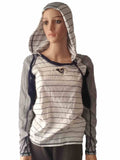 St. Louis Rams Antigua Damen-T-Shirt mit Kapuze, weiß, marineblau, LS, U-Ausschnitt (M) – sportlich