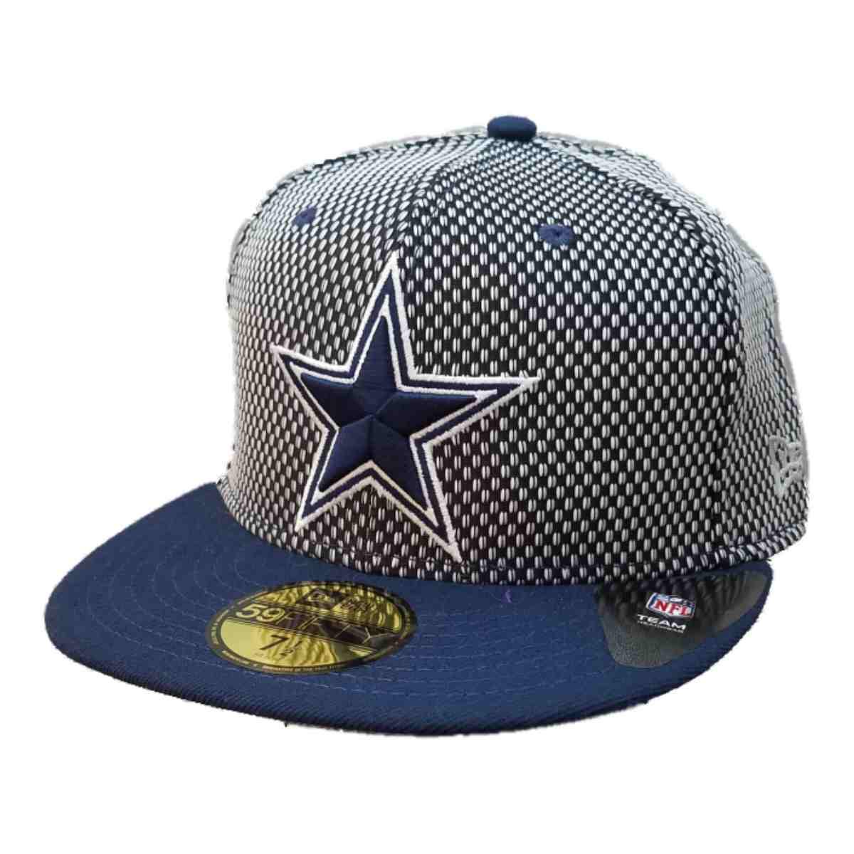 Dallas Cowboys New Era 59FIFTY Navy & White Fitted Flat Bill Hat Cap (7  1/2)