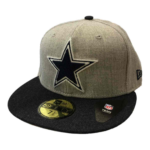 Dallas Cowboys New Era 59fifty strukturierte Flat-Bill-Mütze in Grau und Marineblau (7 1/2) – sportlich
