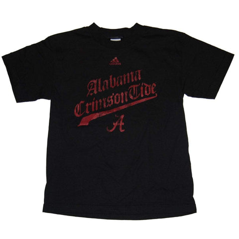Alabama Crimson Tide Adidas Youth Black Old Style Writing Logo T-Shirt (M) - Sporting Up