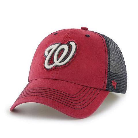 Compre gorra con ajuste elástico de malla de Taylor Close de los Washington Nationals 47 Brand Red Navy - Sporting Up