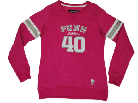 Shop Pennsylvania Quakers Champion Women Pink Jersey Style Fitted Sweatshirt (M) - Sporting Up