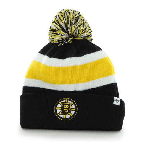 Shop Boston Bruins 47 Brand Black White Yellow White Breakaway Cuff Knit Beanie Cap - Sporting Up