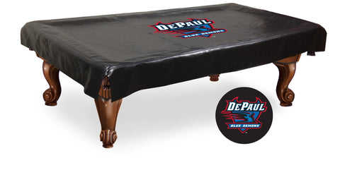 DePaul Blue Demons HBS Black Vinyl Billiard Pool Table Cover - Sporting Up