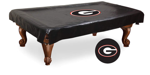 Georgia Bulldogs Billardtisch-Abdeckung aus schwarzem Vinyl mit „G“-Logo – sportlich