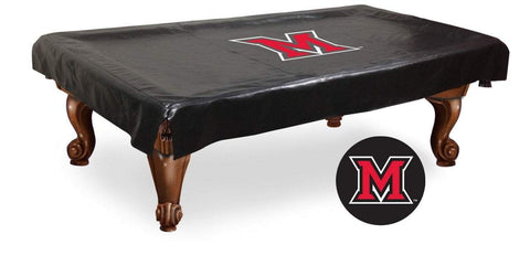 Cubierta de mesa de billar de vinilo negro de los Redhawks de la Universidad de Miami - sporting up