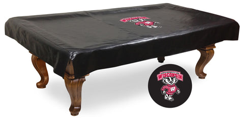 Wisconsin Badgers HBS Black Vinyl Billiard Pool Table Cover - Sporting Up