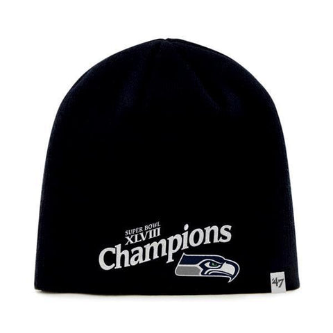 Shop Seattle Seahawks 47 Brand 2014 Super Bowl XLVIIII Champions Black Cap Hat Beanie - Sporting Up