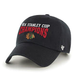 Chicago Blackhawks 47 Brand Stanley Cup Six Times Champions Black Adj Hat Cap - Sporting Up