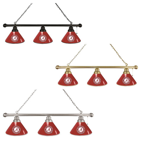 Boutique alabama crimson tide hbs "a" logo rouge 3 ampoules suspendues lampe de table de billard - sporting up