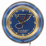Horloge murale alimentée par batterie de hockey bleu néon hbs de St. Louis Blues (15") - faire du sport