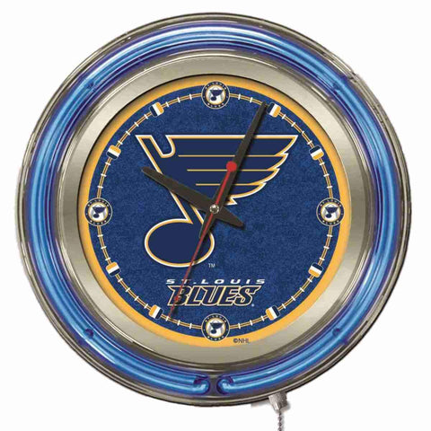 Shop St. Louis Blues HBS Neon Blue Hockey Battery Powered Wall Clock (15") - Sporting Up