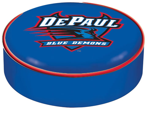 DePaul Blue Demons HBS Blue Vinyl Elastic Slip Over Bar Stool Seat Cushion Cover - Sporting Up