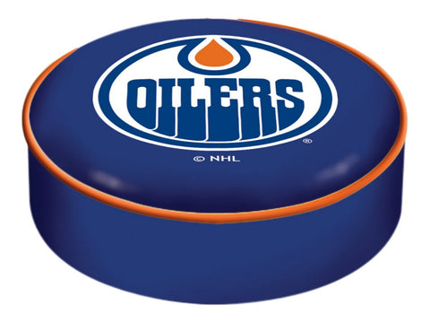 Compre Edmonton Oilers hbs azul marino vinilo elástico deslizamiento sobre la cubierta del cojín del asiento del taburete de la barra - sporting up