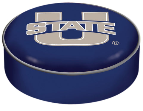 Utah state aggies hbs marinblå vinyl elastisk slip-over barstol säteskuddfodral - sportig upp