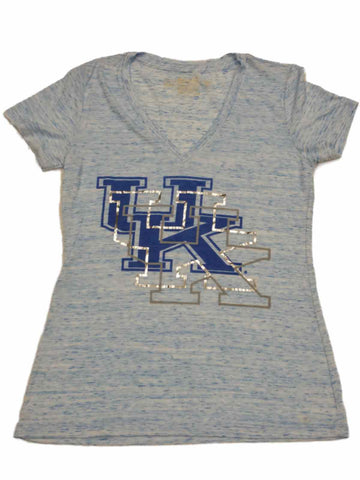 Camiseta con cuello en V y manga corta desgastada azul para mujer marca retro de los Kentucky Wildcats (m) - sporting up