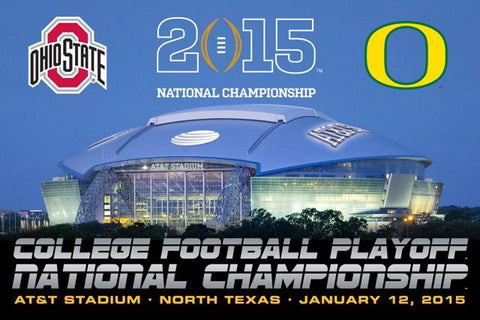 Shop Ohio State Buckeyes Oregon Ducks 2015 NCAA Football National Championship Poster - Sporting Up