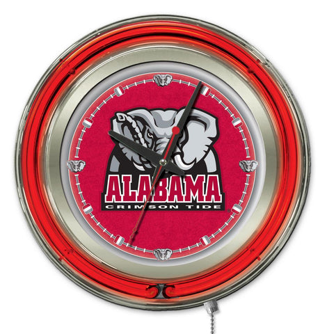 Alabama Crimson Tide HBS Neon Red Elephant Battery Powered Wall Clock (15") - Sporting Up