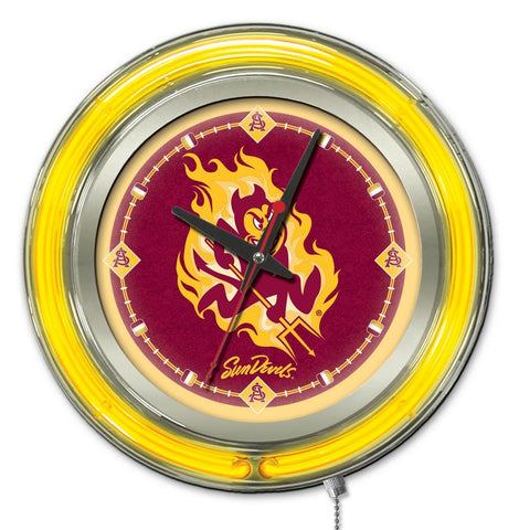 Shop Arizona State Sun Devils HBS Neon Yellow Red Battery Powered Wall Clock (15") - Sporting Up
