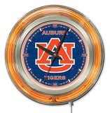 Auburn Tigers HBS Neon Orange Navy College Battery Powered Wall Clock (15") - Sporting Up