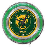 Baylor lleva hbs neón verde oro universitario reloj de pared con batería (15 ") - deportivo