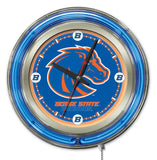Boise State Broncos HBS Neon Blue College Battery Powered Wall Clock (15") - Sporting Up