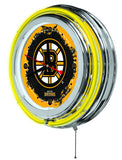 Boston Bruins HBS Neon Yellow Hockey Battery Powered Wall Clock (15") - Sporting Up