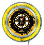 Horloge murale alimentée par batterie de hockey jaune fluo hbs des Bruins de Boston (15") - faire du sport