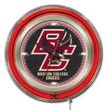 Boston college eagles hbs reloj de pared con batería de neón rojo universitario (15 ") - deportivo