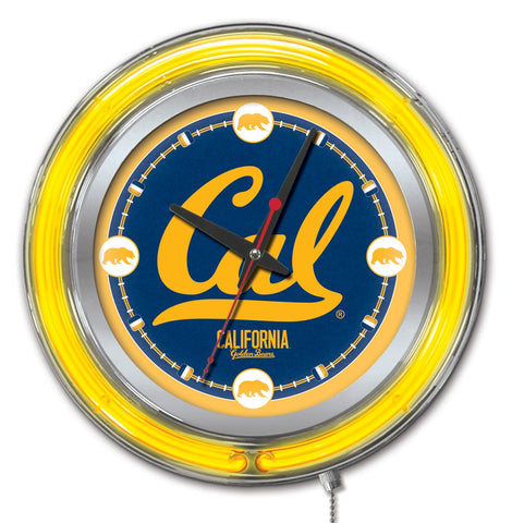Reloj de pared con pilas de la universidad de color amarillo neón hbs de los osos dorados de California (15") - haciendo deporte
