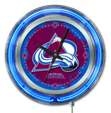 Colorado Avalanche HBS Neon Blue Hockey Battery Powered Wall Clock (15") - Sporting Up