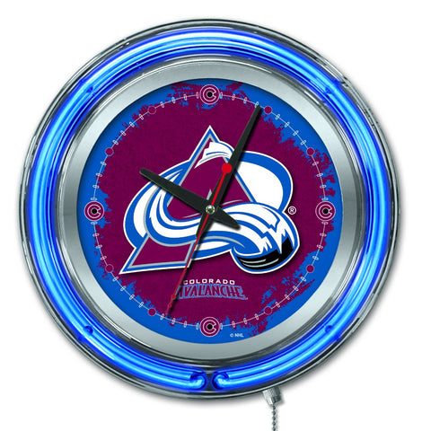 Shop Colorado Avalanche HBS Neon Blue Hockey Battery Powered Wall Clock (15") - Sporting Up