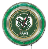 Colorado State Rams HBS Neongrün-Gold-College-Batteriebetriebene Wanduhr (15 Zoll) – sportlich