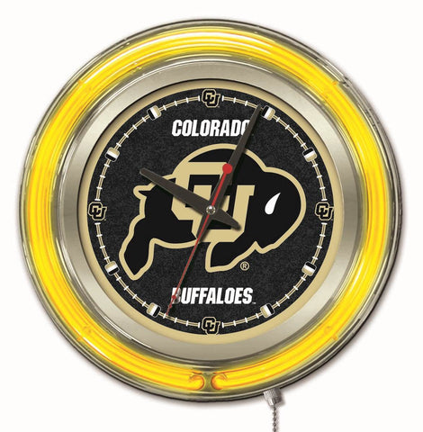 Colorado Buffaloes HBS Neon Yellow College Battery Powered Wall Clock (15") - Sporting Up