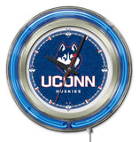 Connecticut uconn huskies hbs neonblå college batteridriven väggklocka (15") - sportig