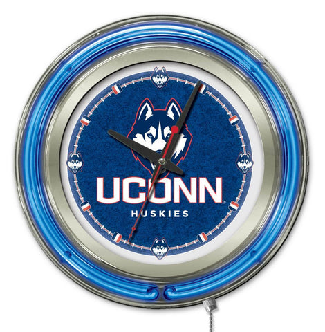 Shoppen Sie die batteriebetriebene Wanduhr „Connecticut Uconn Huskies HBS“ in Neonblau (15 Zoll) – sportlich