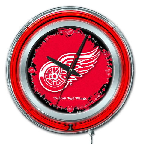 Shop Detroit Red Wings HBS Neon Red Hockey Battery Powered Wall Clock (15") - Sporting Up