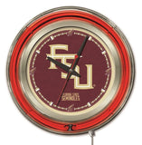 Florida state seminoles hbs neón rojo "fsu" reloj de pared con batería (15") - deportivo
