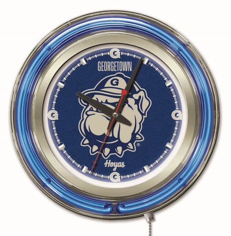 Shop Georgetown Hoyas HBS Neon Blue College Battery Powered Wall Clock (15") - Sporting Up