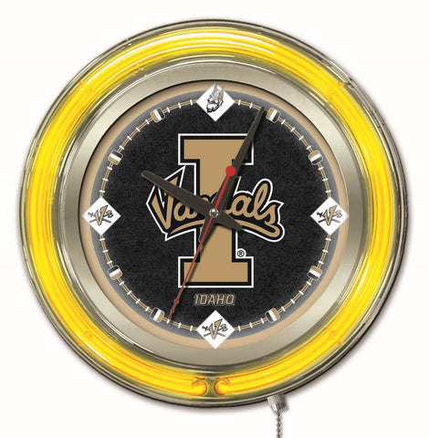 Shop Idaho Vandals HBS Neon Yellow Black College Battery Powered Wall Clock (15") - Sporting Up