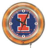 Illinois Fighting Illini HBS Neon Orange Navy Battery Powered Wall Clock (15") - Sporting Up