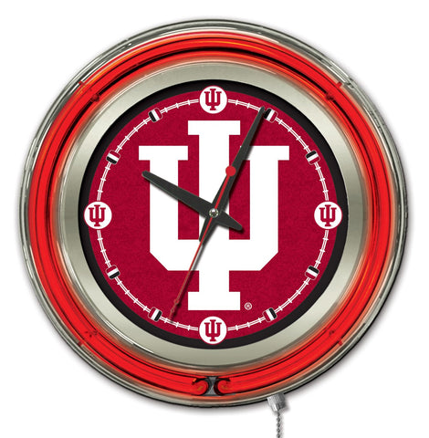 Boutique Indiana Hoosiers hbs horloge murale à piles rouge néon college (15") - sporting up