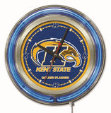 Kent State Golden Flashes HBS neonblaue College-Wanduhr mit Batterie (15 Zoll) – sportlich