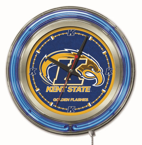 Kaufen Sie Kent State Golden Flashes HBS Neon Blue College batteriebetriebene Wanduhr (15 Zoll) – sportlich