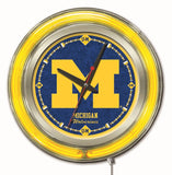 Michigan Wolverines HBS Neon Yellow College Battery Powered Wall Clock (15") - Sporting Up