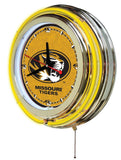 Missouri Tigers HBS Neon Yellow Gold College Battery Powered Wall Clock (15") - Sporting Up